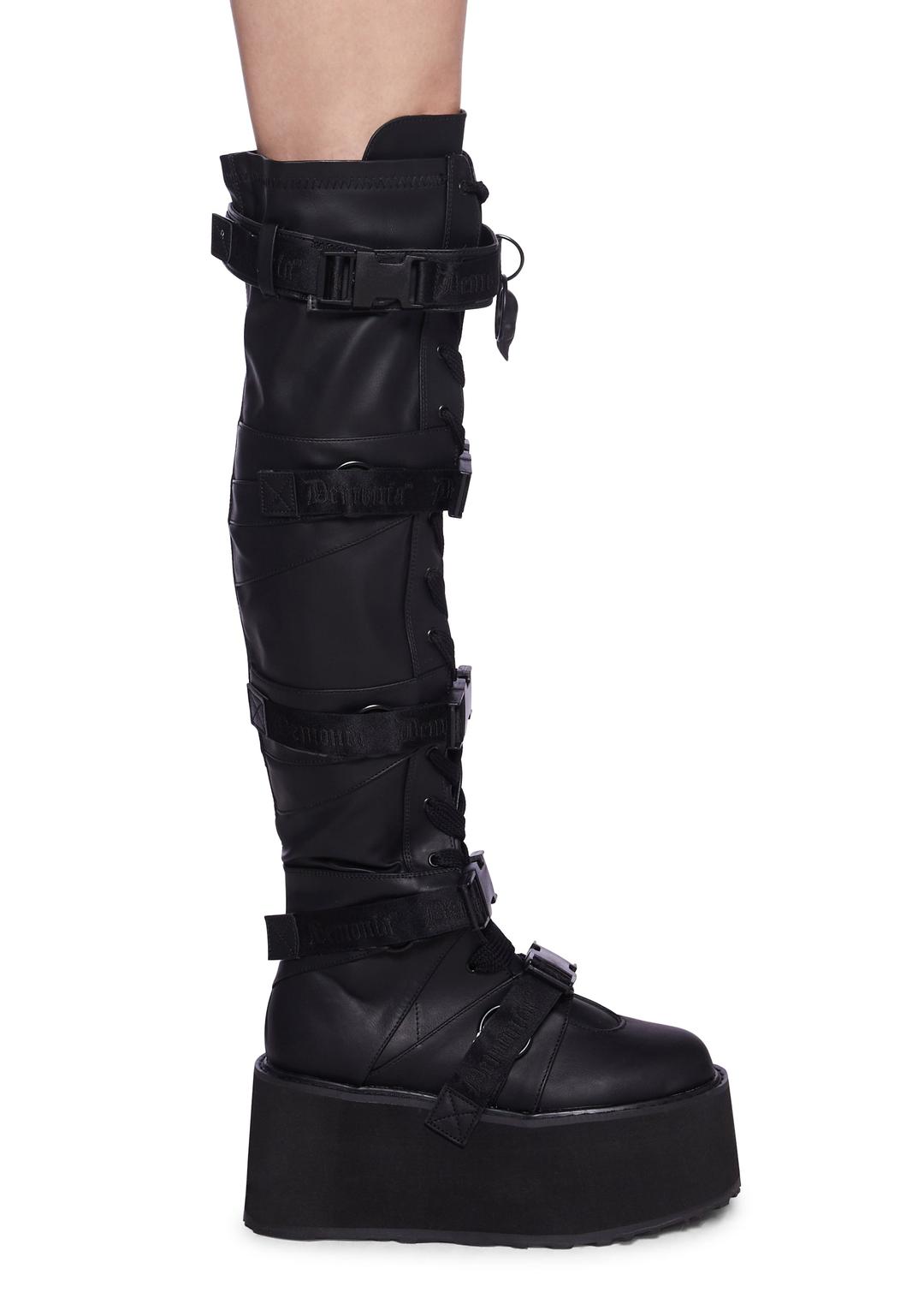 Damned-325 Knee High Boots - BLACK / US 12