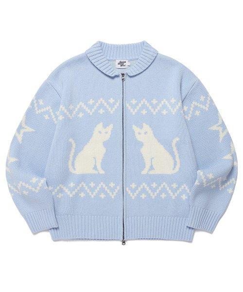 카비시(CAVISH)  CATS ZIP UP CARDIGAN SKY BLUE(CV2DFUK680A) - 사이즈 & 후기 | 무신사