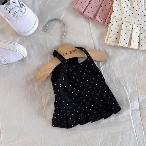 강아지원피스  도트 크롭 원피스S