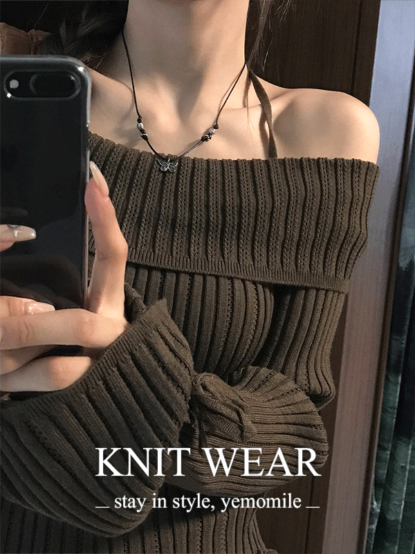 예모마일 유키 오프숄더 홀터 니트