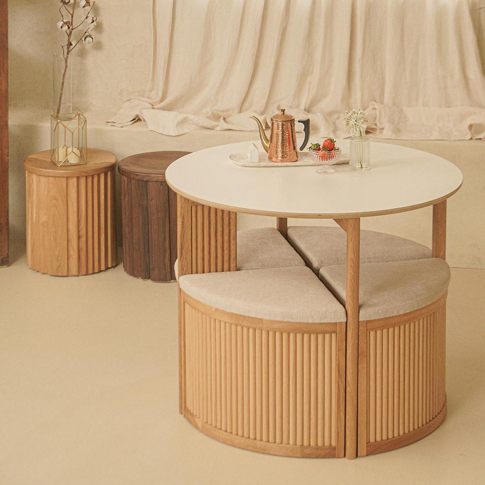 헤르 오크 원형 테이블_ECO HPL 세트 (wood ver)