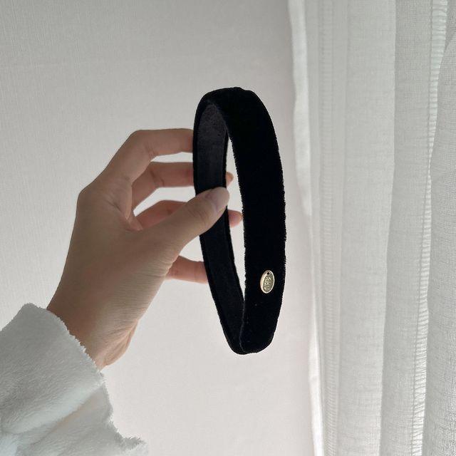 골드장식 블랙 벨벳 기본 머리띠