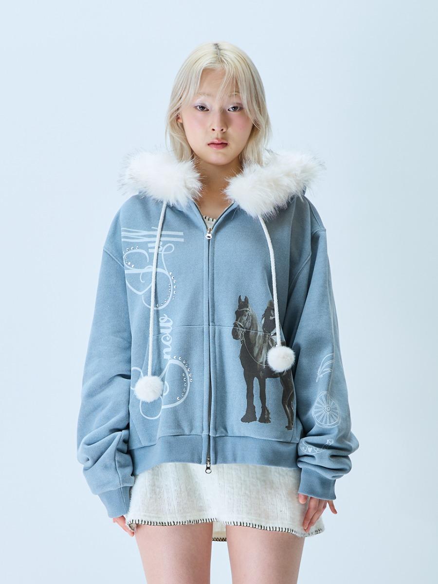 L21 SNOW FUR HOOD ZIP-UP(SKY BLUE)