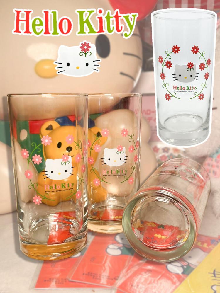[SANRIO] 2001's 산리오 헬로키티 플라워 유리컵 300ml