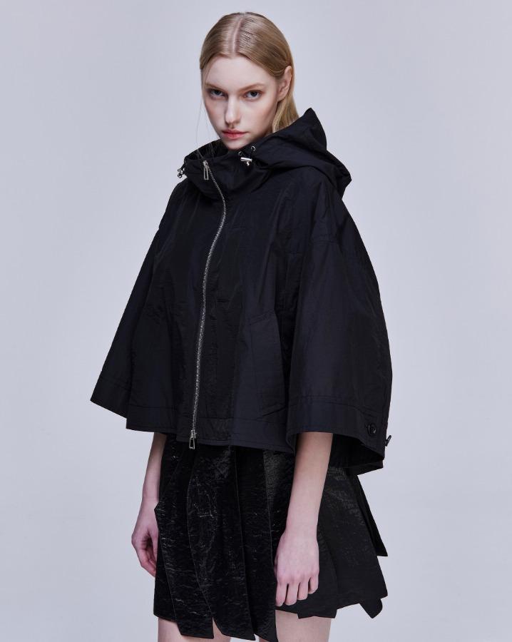 송지오 컬렉션 후드 케이프 블랙