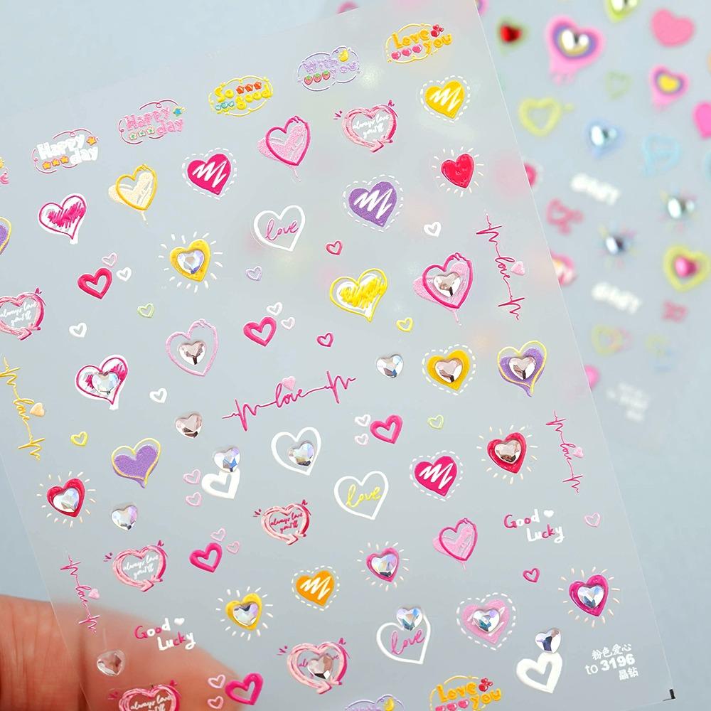 3D엠보 네일 스티커-165 하트 스톤