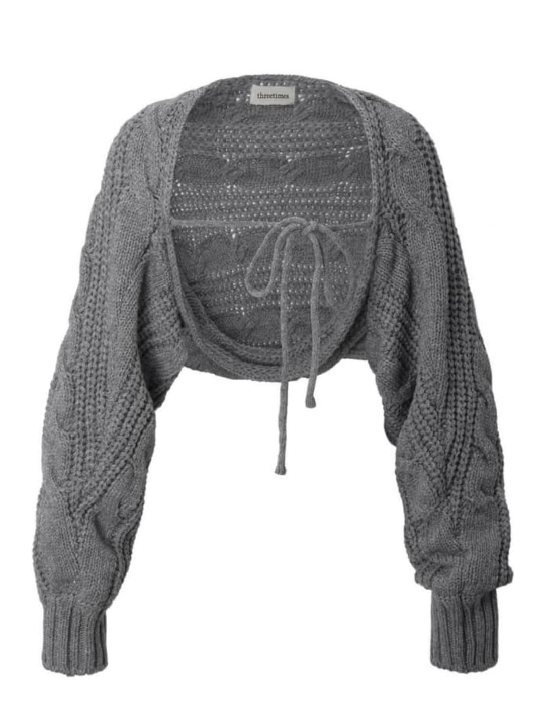 쓰리타임즈 23fw 케이블 배기 볼레로 그레이 | 후루츠패밀리