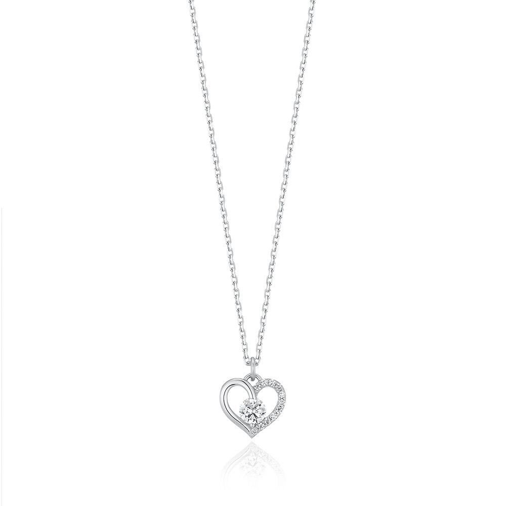 [실버 925] 하트 하프세팅 목걸이 | 로이드 공식몰