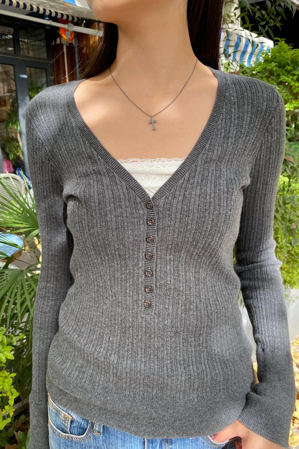 Grace V-Neck Sweater - Grey / XS/S