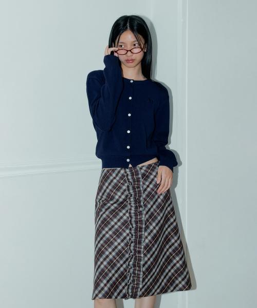 CHECK FRILL MIDI SKIRT (BROWN)