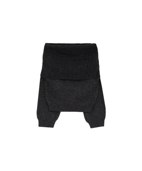 Ribbed Open Shoulder Knit [Charcoal]