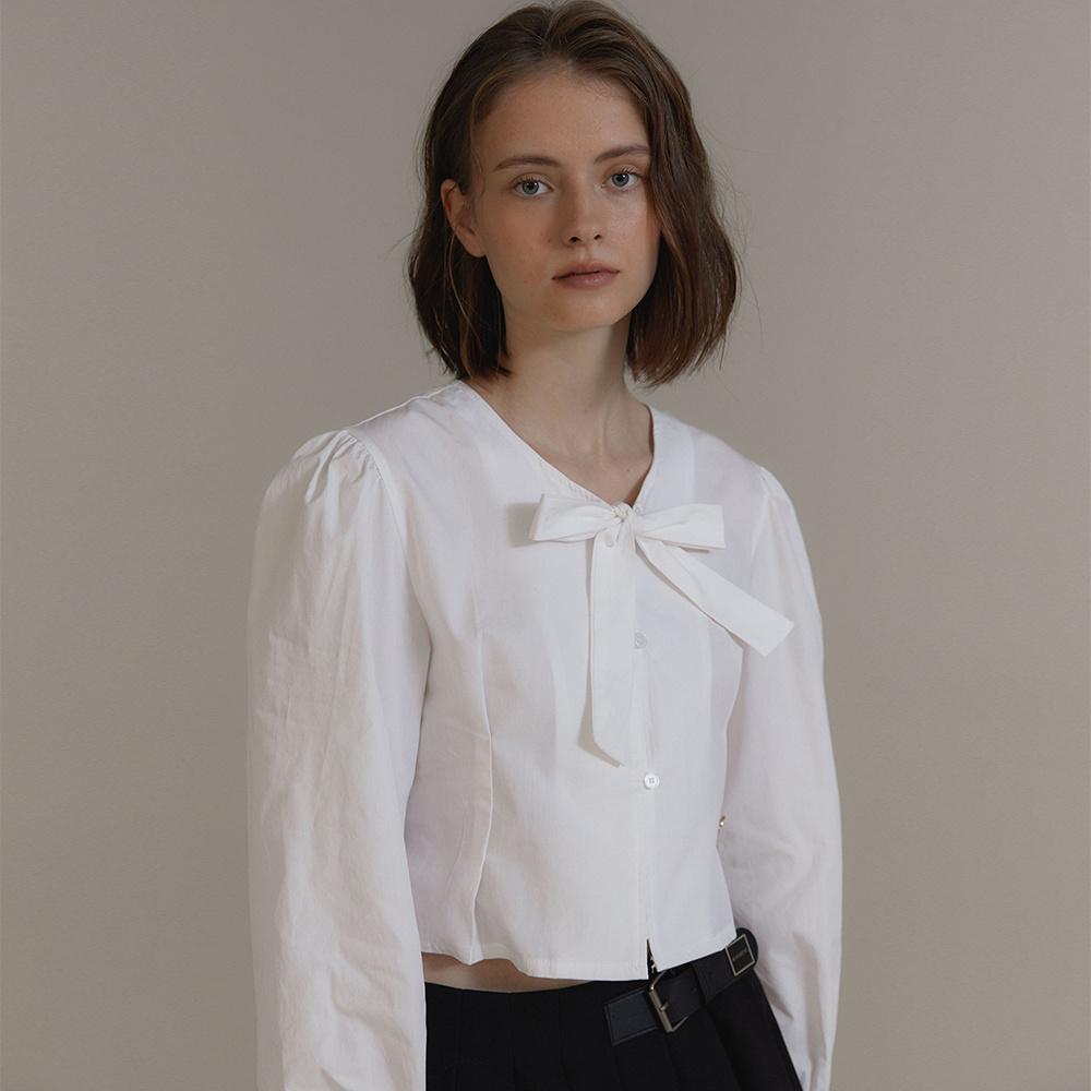 ANC CROP RIBBON BLOUSE_WHITE