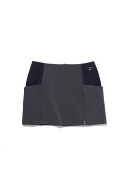 ZIPPER SLIT SKIRT (CHARCOAL)