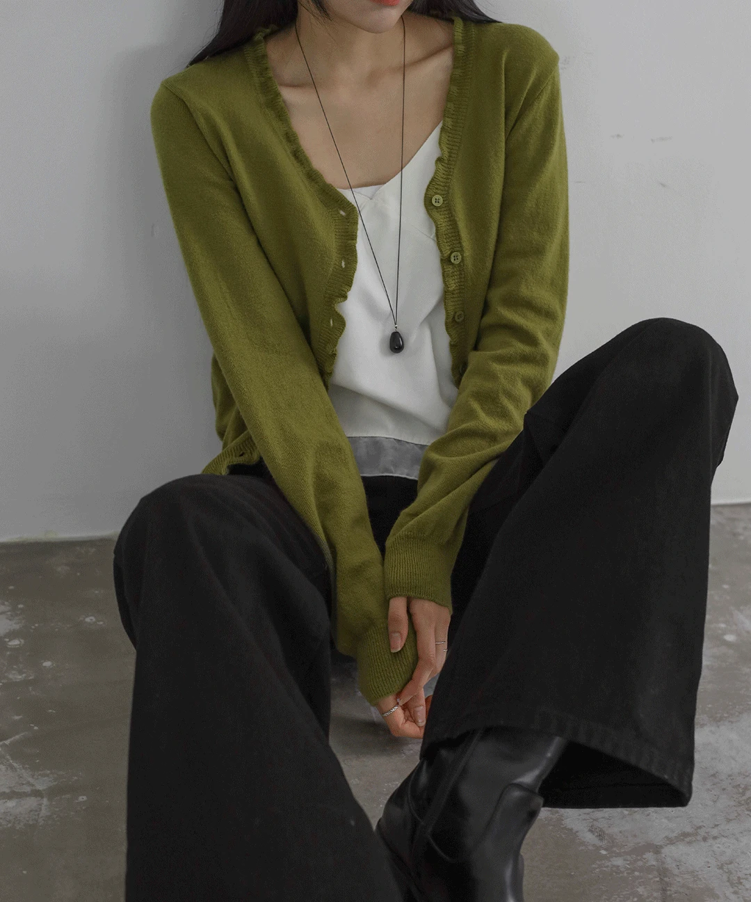 프릴 울 가디건