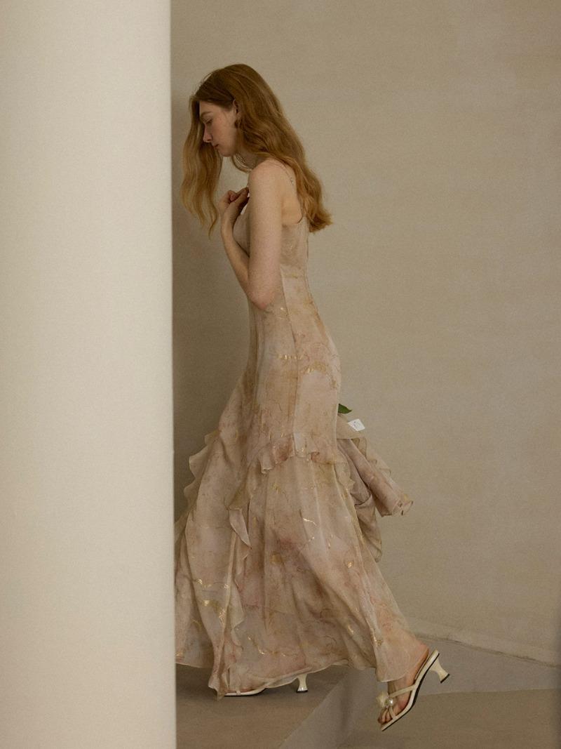 샤이닝 슬리브리스 롱원피스