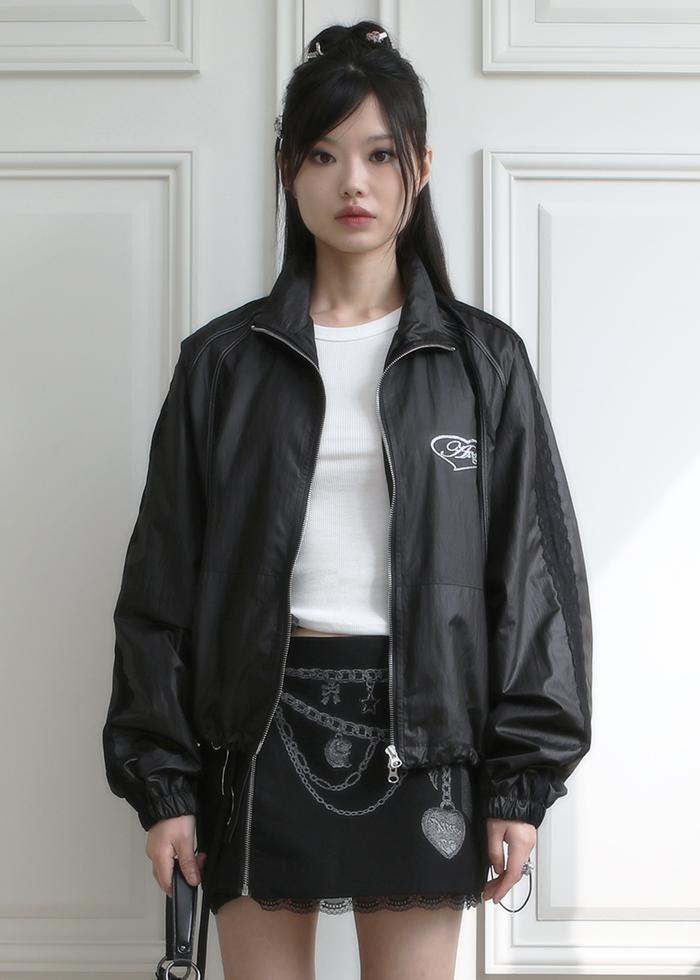 GLITTER WINGS WINDBREAKER JACKET BLACK