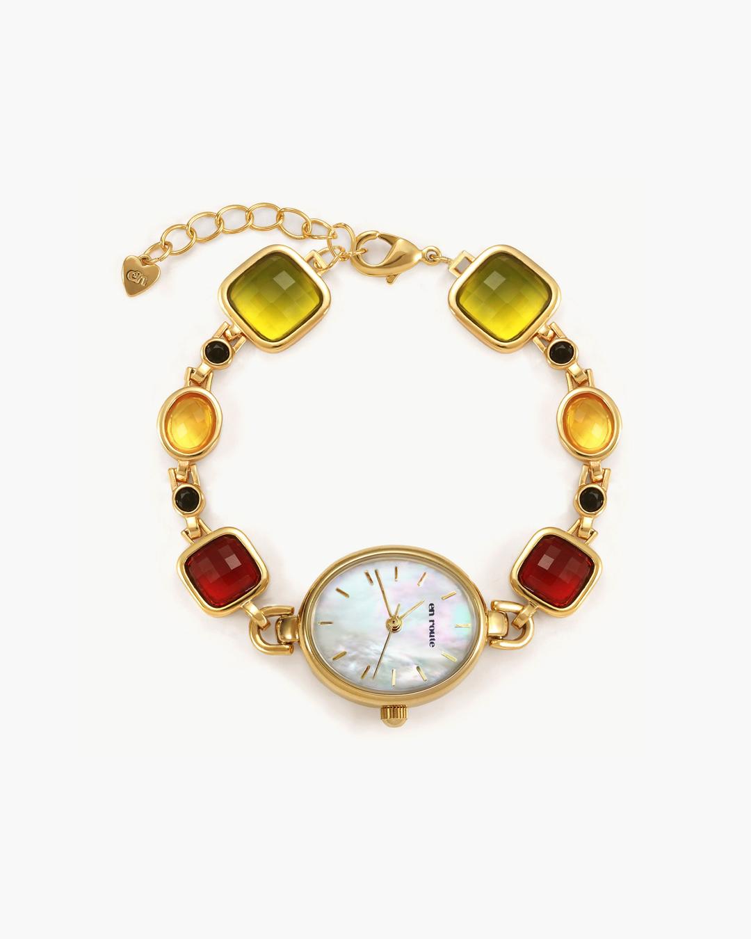 Harmonic Hour Multicolored Watch Bracelet - Gold