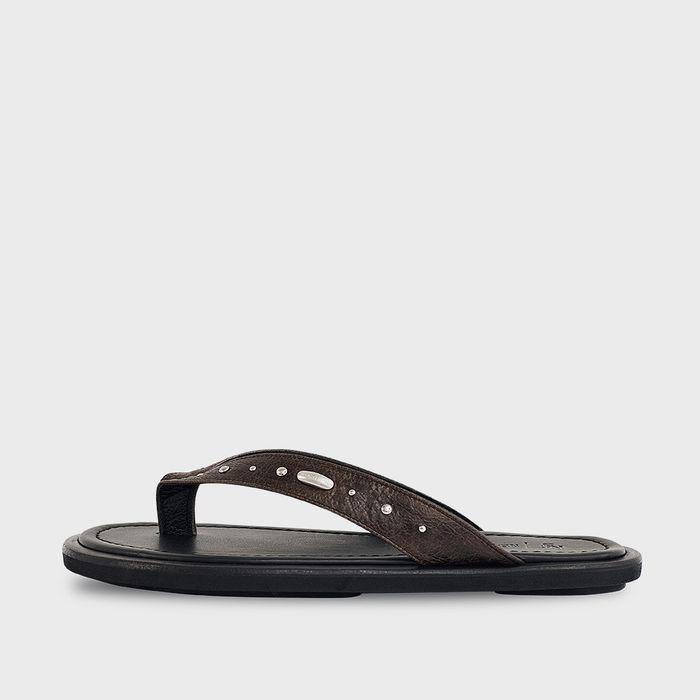 Stud Goatskin Flip Fops_Brown