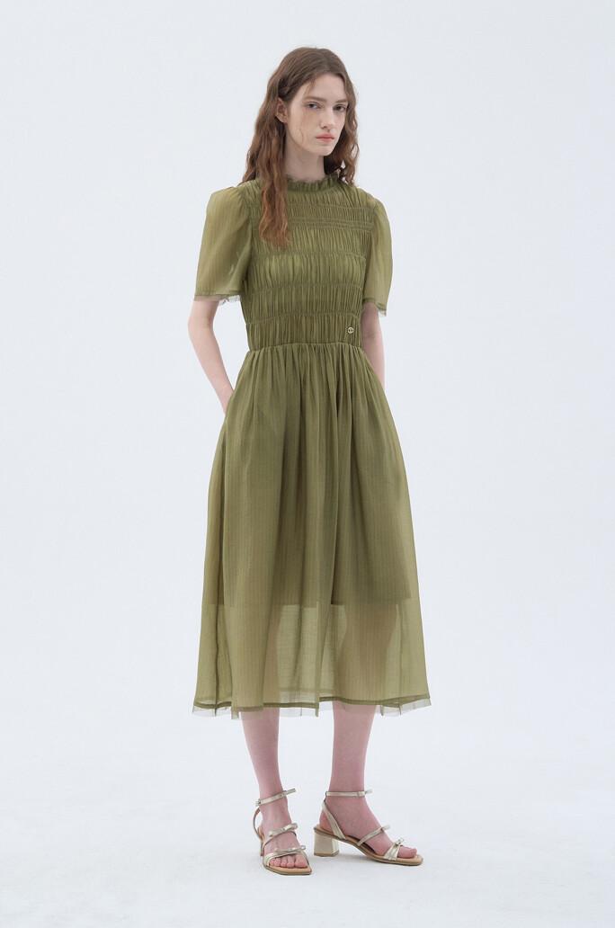 [O'2nd] 스모킹 버티컬 하프 슬리브 드레스