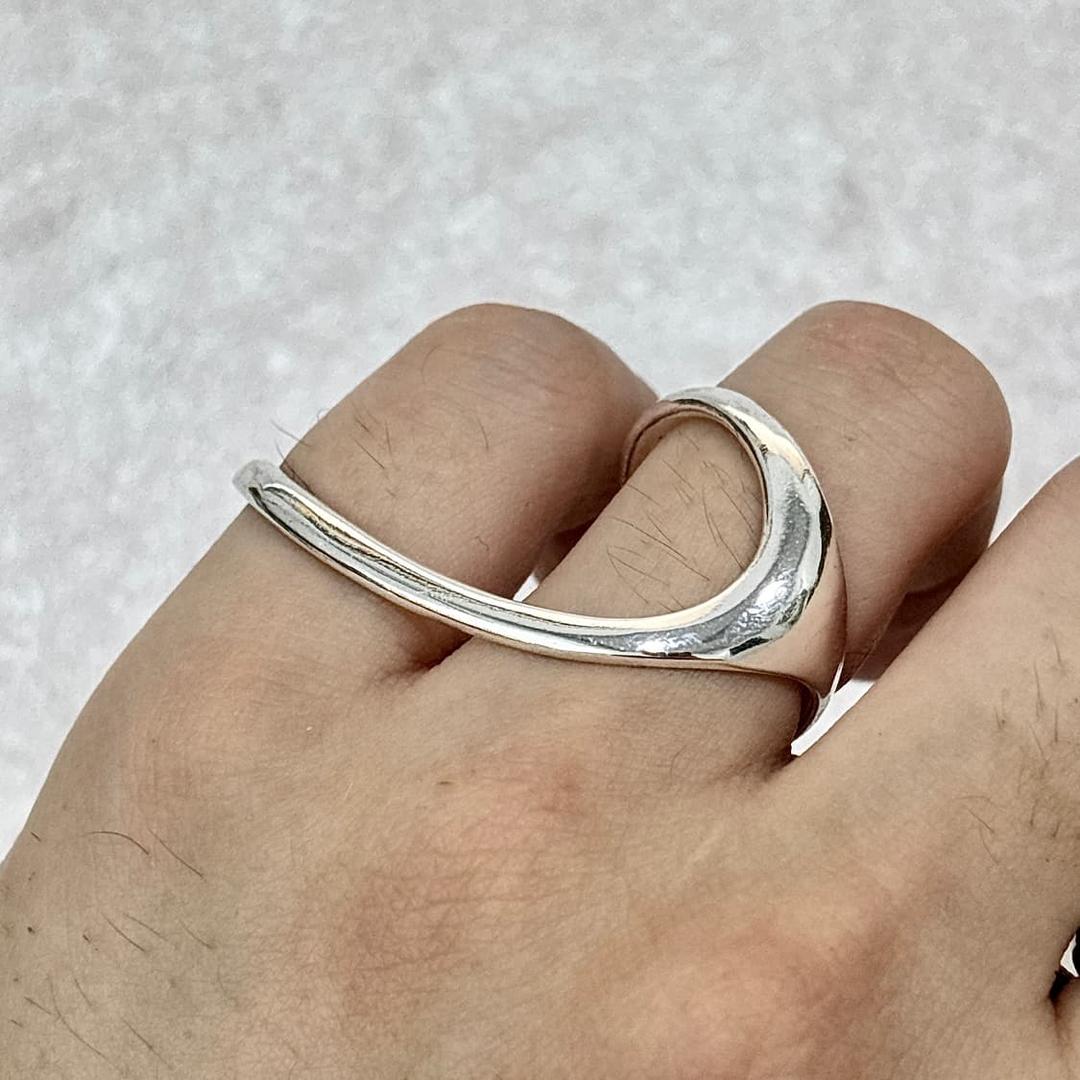 Oribell 오벌링 후크 925실버 라운드 오픈링 핸드 뱅글 반지 | 후루츠패밀리