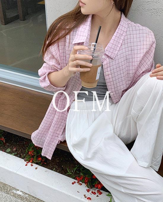 [클리어런스30%][오버핏셔츠][살안타템][무료배송][ofm] 썸머 파스텔 잔체크 오버핏 셔츠 (nb)