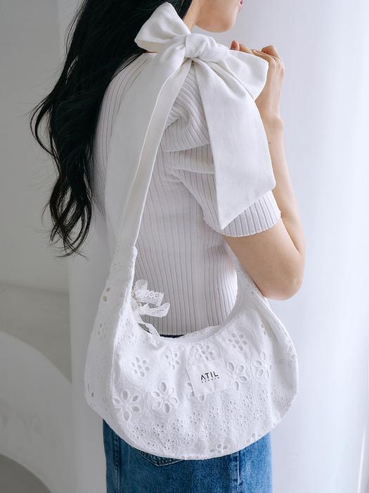Blossom Daisy Knot Natural Hobo Bag_[WHITE]_S Size