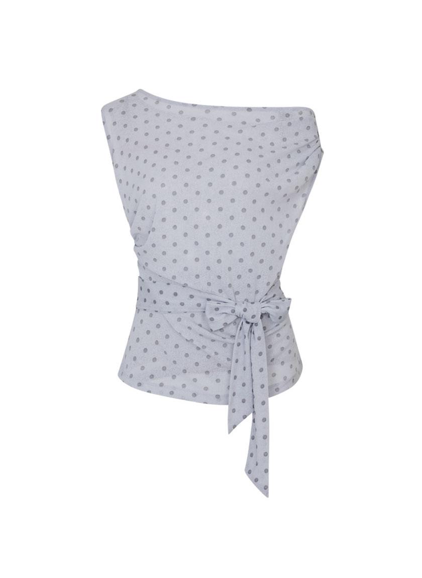 Dot Off Shoulder Top (Light Gray)