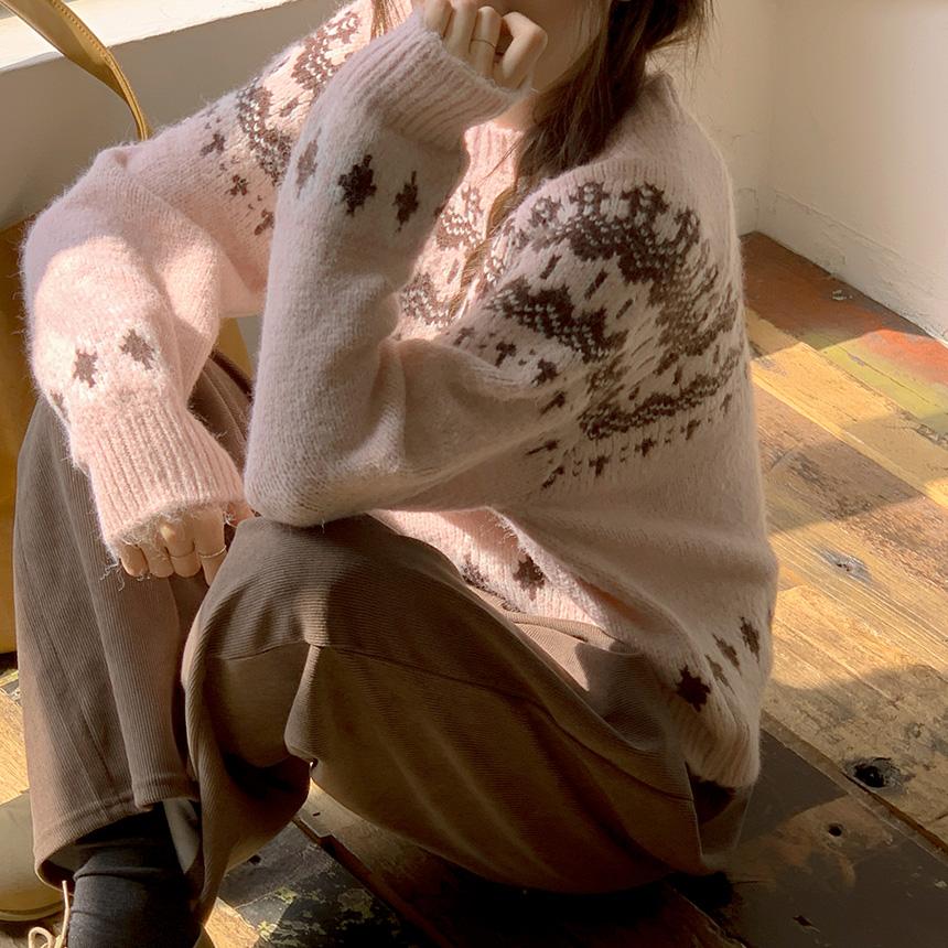 그레이스뮤즈 [무료배송][고퀄리티]로우니 노르딕 겨울 니트