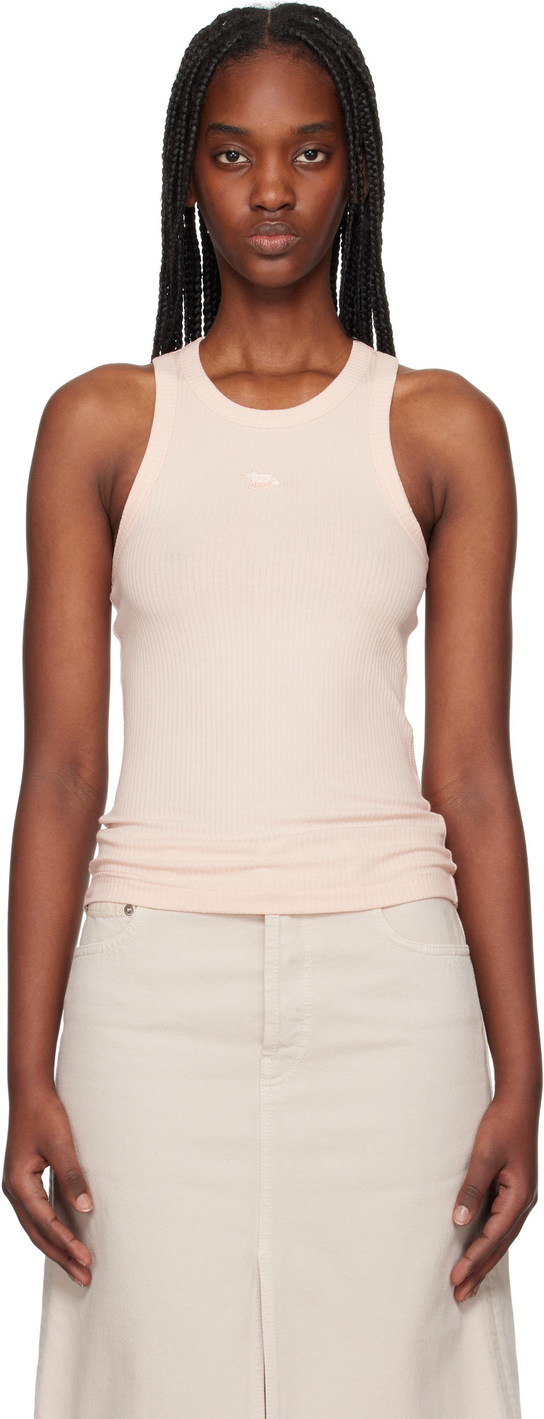 핑크 아기 여우 패치 리브 탱크탑