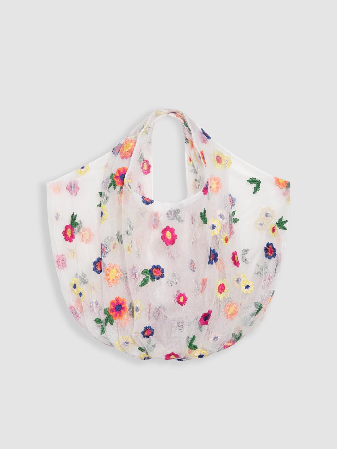 플로럴 프린트 메시 클러치