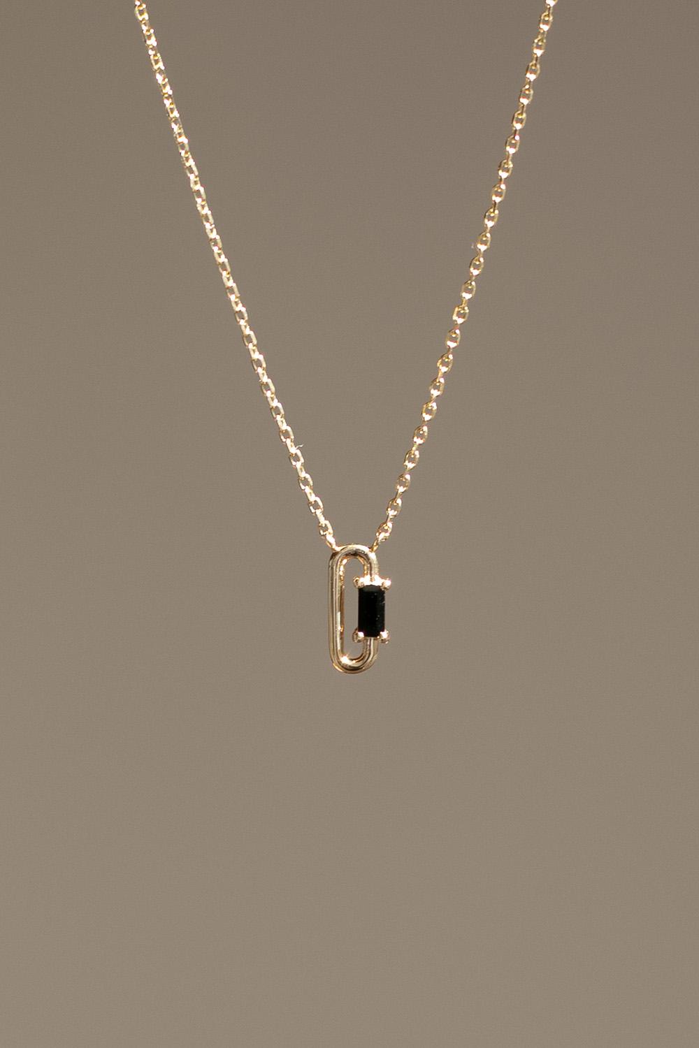 14k black square necklace