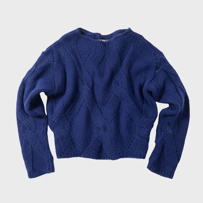 Alpaca Classic Cable  Sweater, Cobalt