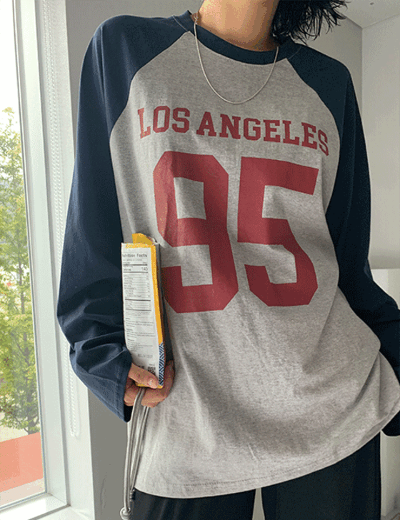 포츠 래글런 배색 나염 긴팔티 (T) - 2color