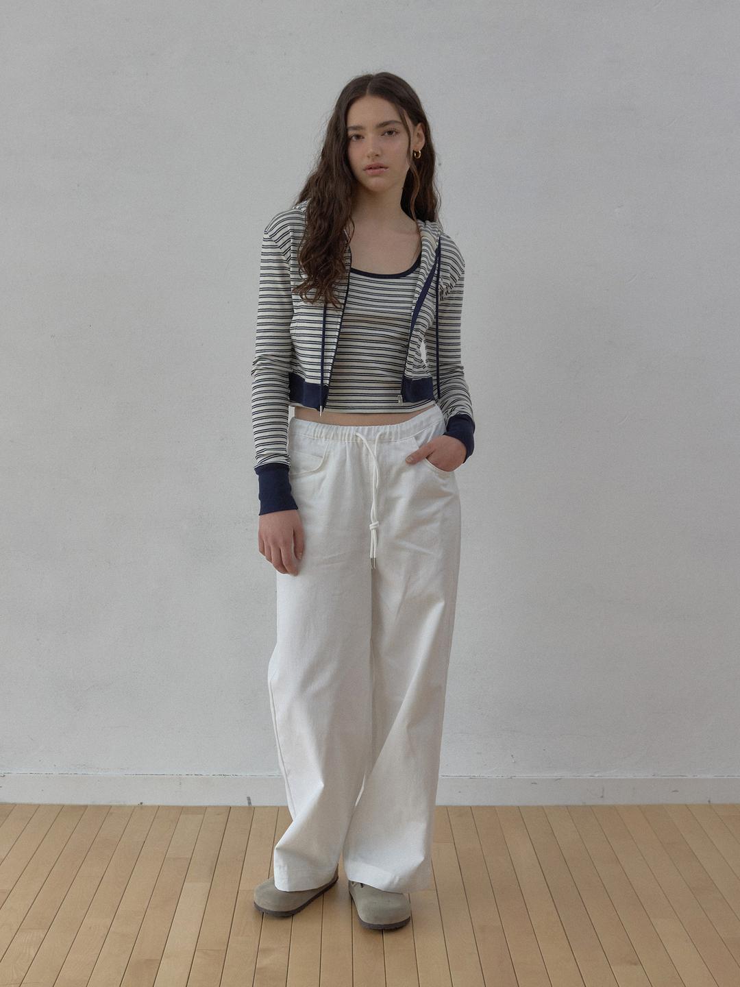 stripe hoodie  (navy)