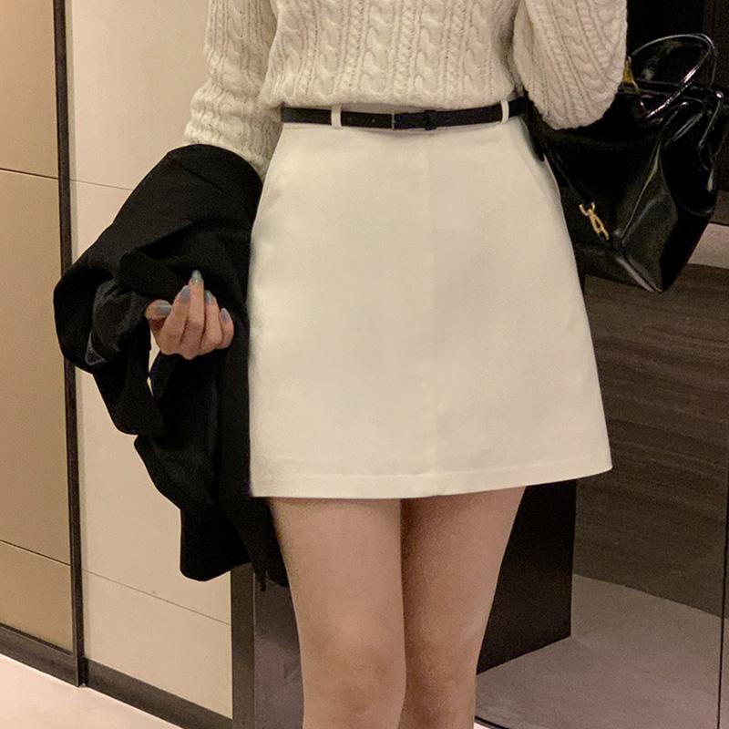 아뜨랑스 (벨트set/올드머니룩)[💣빅 할인 아뜨데이 특가]주문폭주  세미 A라인 코튼 미니 스커트 치마 치마 sk6996