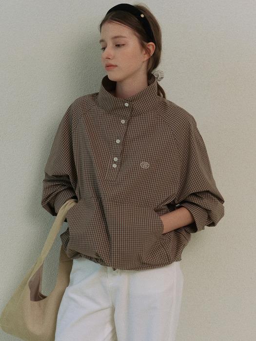 윈드 코튼 체크 셔츠_Brown