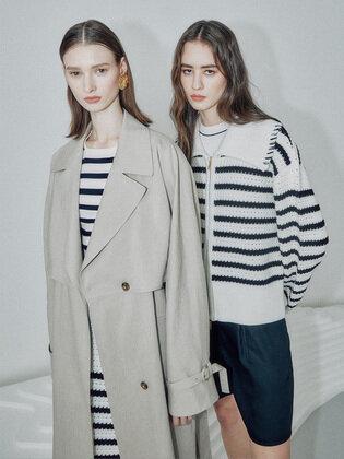 Stripe Big collar Knit Zip-up Cardigan KK2SD0090_20