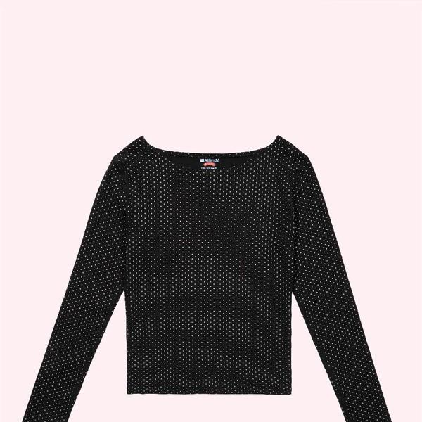 Dotty boat neck long tee shirt