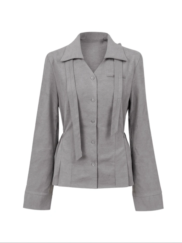 Dual Tie Pintuck Line Shirt