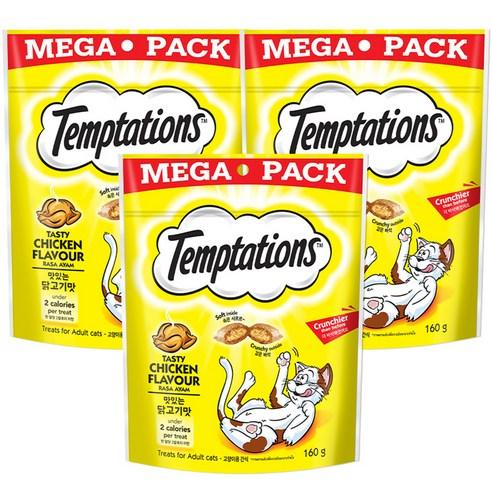 템테이션 메가팩 고양이 간식, 맛있는 닭고기맛, 160g, 3개 - 스낵 | 쿠팡