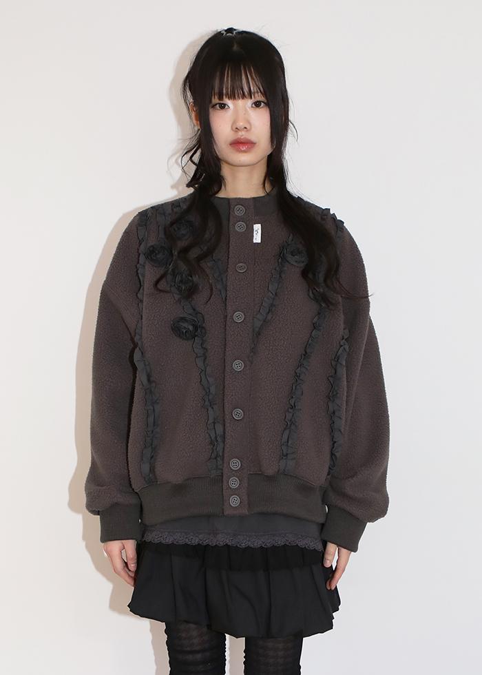 DREAM FLOWER FLEECE JACKET CHARCOAL