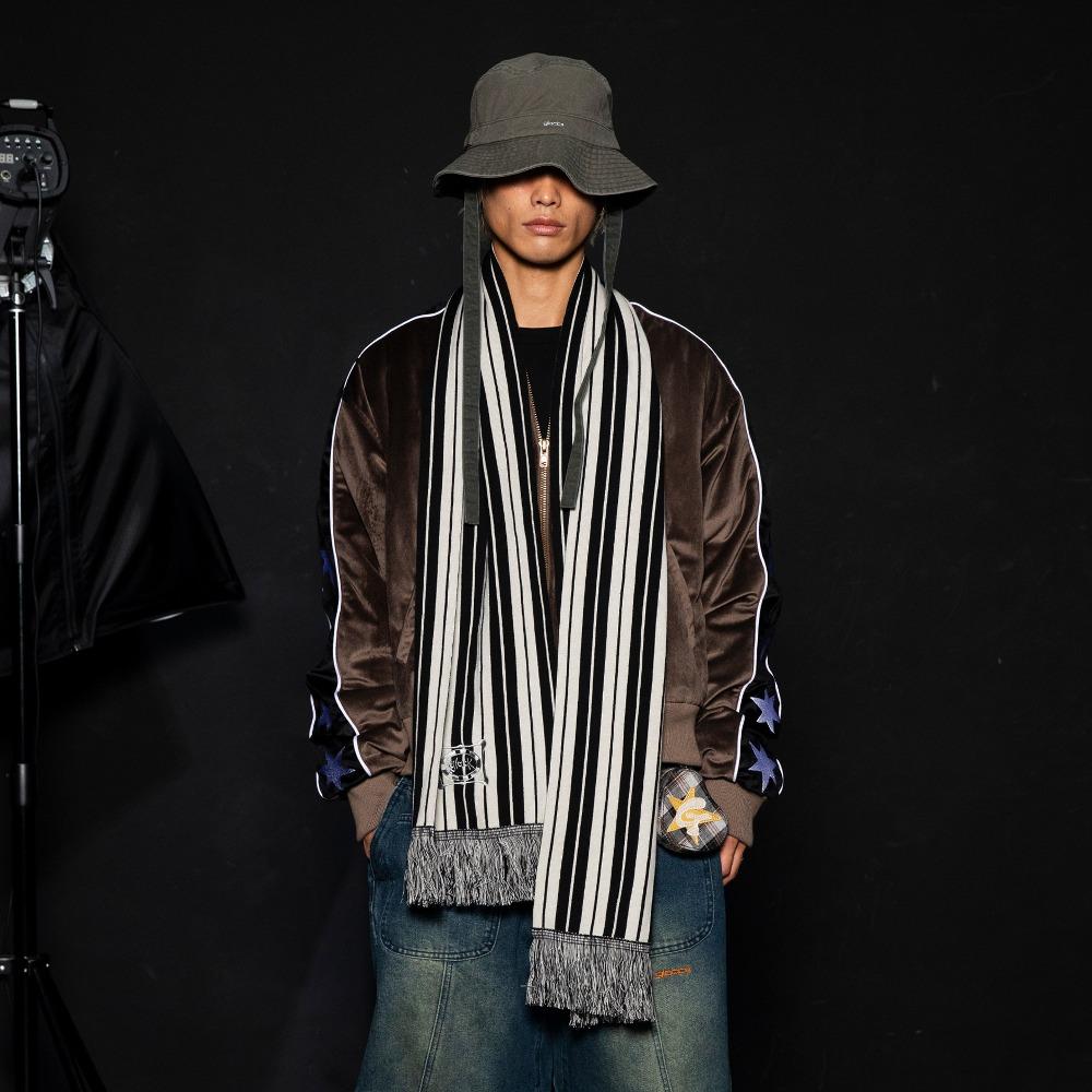 GAC012 스트라이프 머플러 (BLACK/GRAY)