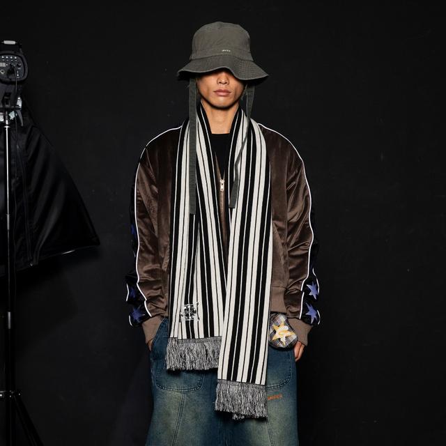 GAC012 스트라이프 머플러 (BLACK/GRAY)