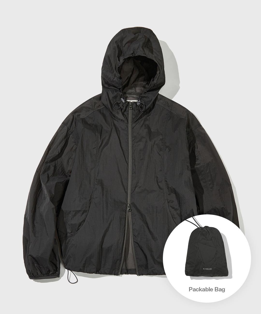 패커블 시어 후드 윈드브레이커_차콜