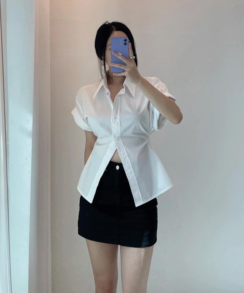 롤업 투버튼 반팔 셔츠 4col