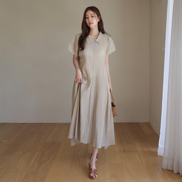 하이엔드플리츠 카라집업 원피스