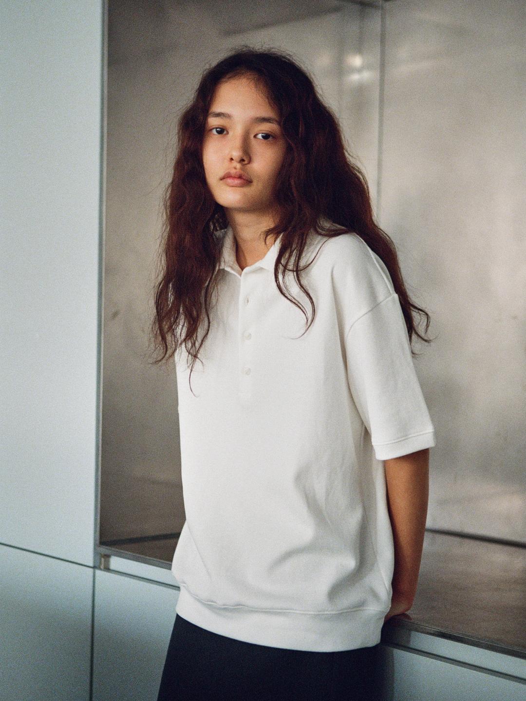 hidden logo collar t-shirt - white