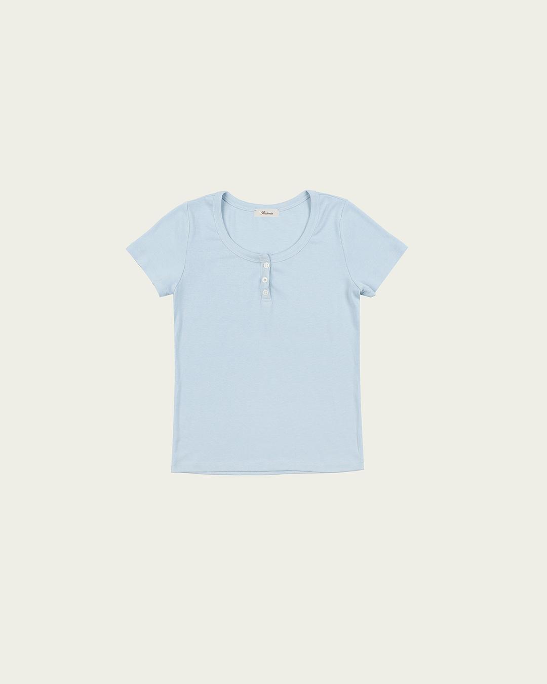 Fog Button T-Shirt - Skyblue
