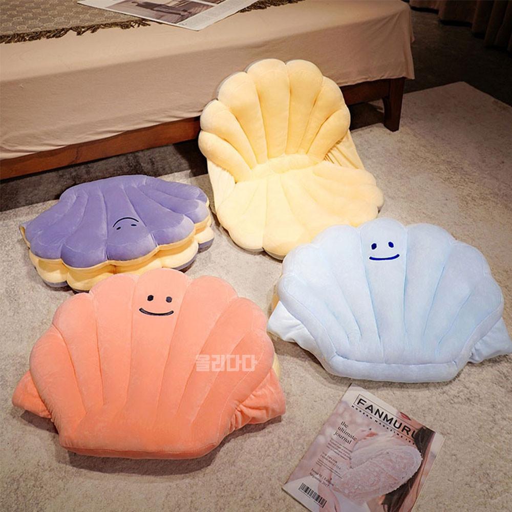 조개방석 등받이 벨벳 양면 좌식쿠션 접이식 접는 방석