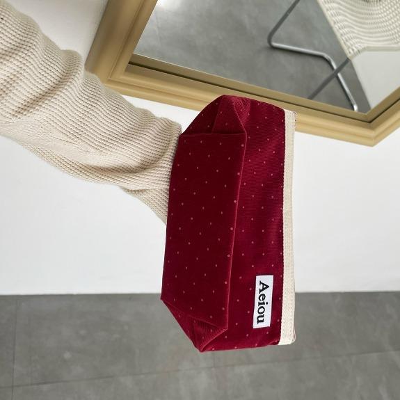 Aeiou Basic Pouch (L size) Little Dot Red